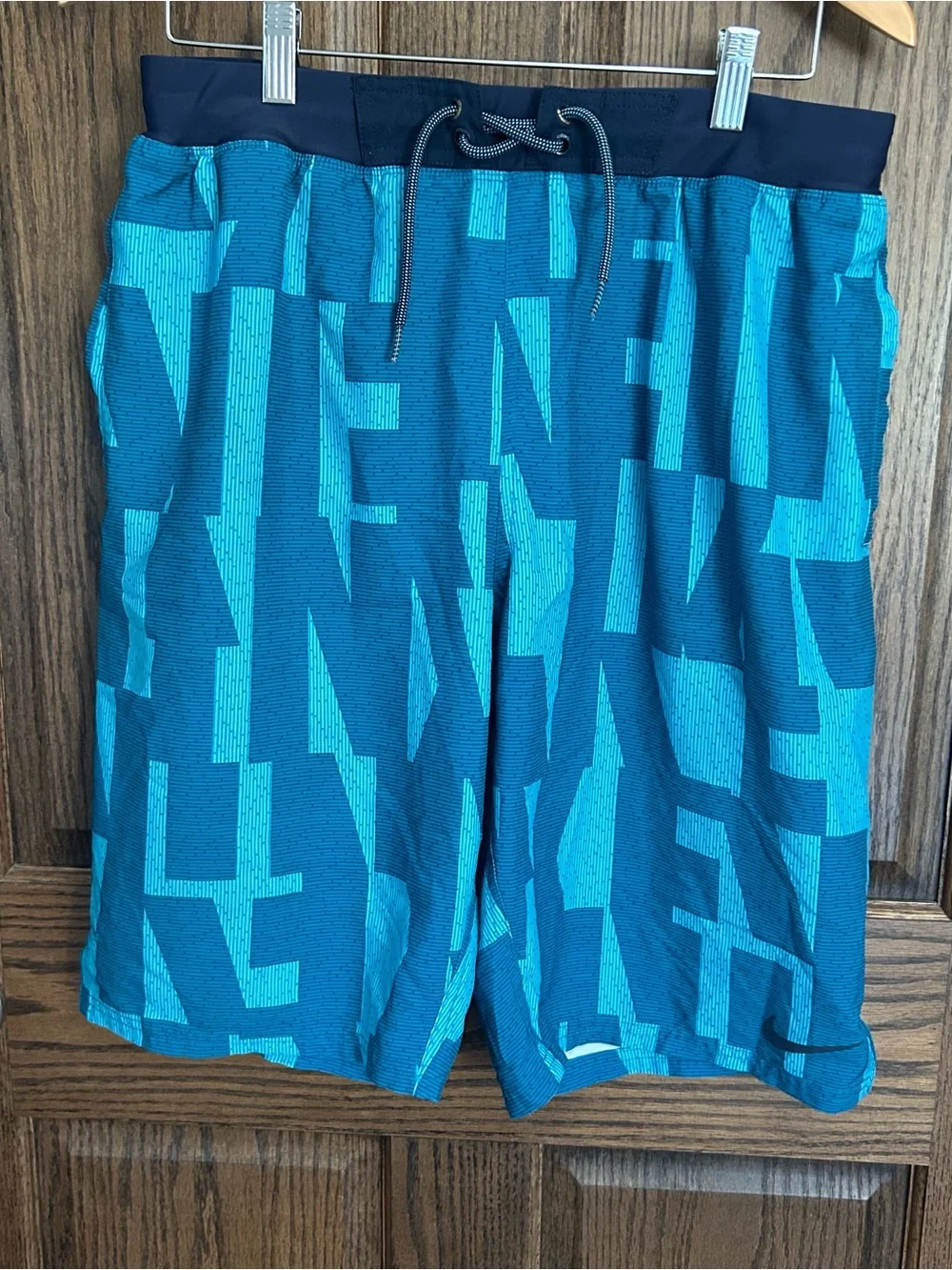 Nike Teal and Navy Graphic Swim Board Shorts